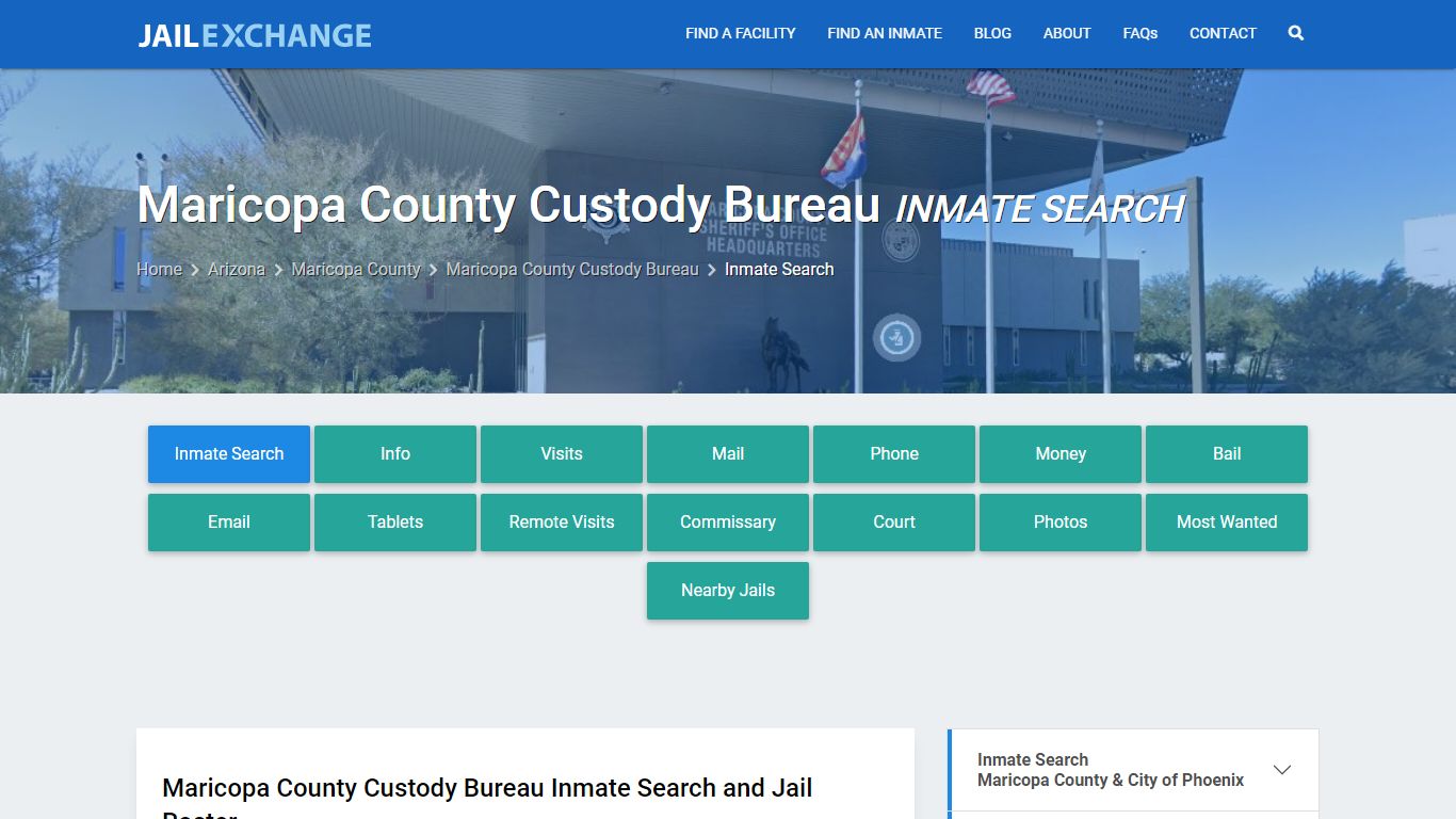 Maricopa County Custody Bureau Inmate Search - Jail Exchange